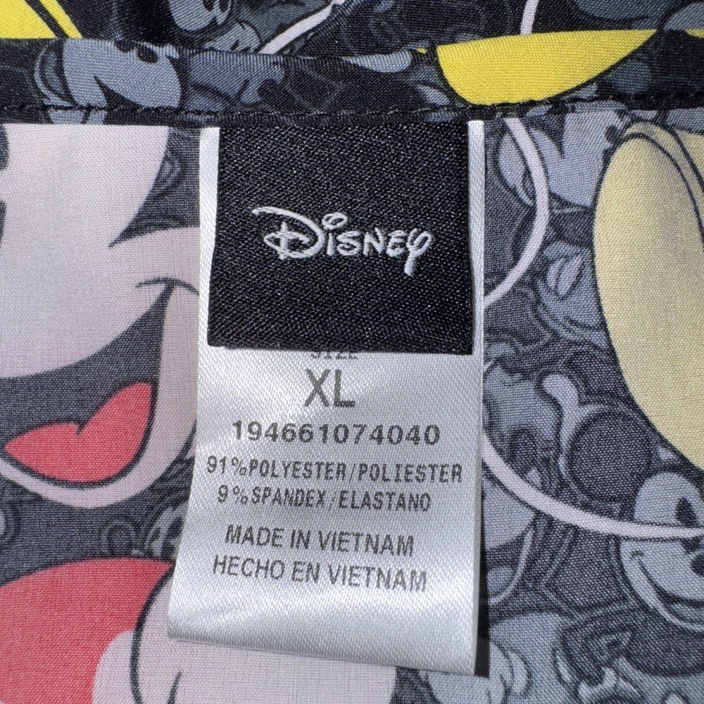 Disney Mickey‎ Mouse Tooniforms Scrub Top Black AOP Sz XL New Unisex TF606 - Picture 4 of 6